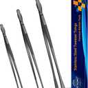 JETKONG 3 Pcs Kitchen Tweezers Tongs, Stainless Steel Cooking Tweezers, 8+10+12 Inch Ideal for meat, pasta, plating and pinching delicate small pieces of food (Black)