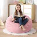2FT Bean Bag Chair,2' Bean Bags with Handle,Small Beanbag Chair | Comfy Beanbag with Memory Foam Filled,Teardrop Bean Bag Sofa with Washable Velvet Cover for Bedroom,Living Room-Light Pink, 2FT-28"x28"x22"