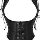 Spooktacular Creations Halloween Steampunk Corset Women, Black Renaissance Pirate Bustier Underbust for Cosplay Parties (Medium)