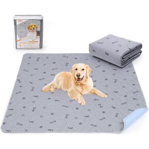 Pee Pads for Dogs Washable,34x52 Reusable Puppy Pads, Absorbent Whelping Pads with Bone Print, Non-Slip Waterproof Pet Training Pads for Couch, Crate, Potty Training