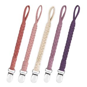 Duludulu Braided Pacifier Clips Baby Girl - Unisex Design Binky Clips with Teething Straps for Shower & Birthday Gifts