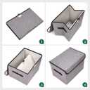 Bagnizer Large 22 Quart Linen Fabric Foldable Storage Bin Cube Organizer Basket with Flip-Top Lid & Handles, Clothes Blanket Box for Home, Office, Closet, Gray, 4 Pack 14.6 x 9.5 x 9.5
