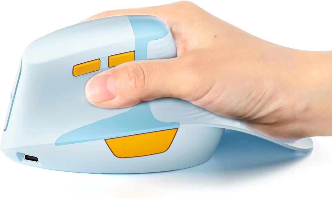 seenda Ergonomic Mouse Rechargeable, Multi-Device Connection2.4G&Type C, Vertical Wireless Mouse with Instant Desktop Return Key, Palm Rest, Anti-Slip Optical Mice for Mac OS, Windows, Blue