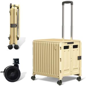 Folding Utility Cart with Wheels: Collapsible Rolling Carte for Teachers Handcart Shopping Trolley Portable Tool Box, All-Terrain Office Cart with Lid Basket Handle & Durable Frame