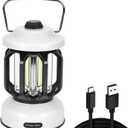 Camping Lantern Rechargeable, 360 Brightness Dimmable Retro Camping Light, Hanging Vintage Camping Lamp Outdoor Tent Light for Power Outage, Hurricane, Emergency, 3A Battery Included, White