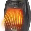 BLACK+DECKER Personal Ceramic Heater, Space Heater for Office Desk, Home Office & Personal Use Desk, 2 Heat & Fan Only Settings, Adjustable Thermostat, BHDC201, Black