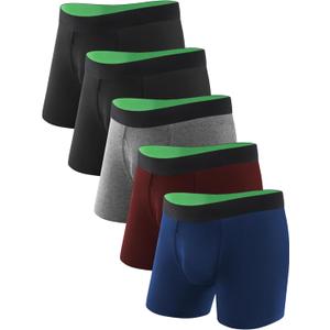 Washable Incontinence Underwear for Men Regular Absorbency Incontinence Boxer Briefs with Fly 5 Pack (2 Black/Burgundy/Navy/Light Gray, XL)