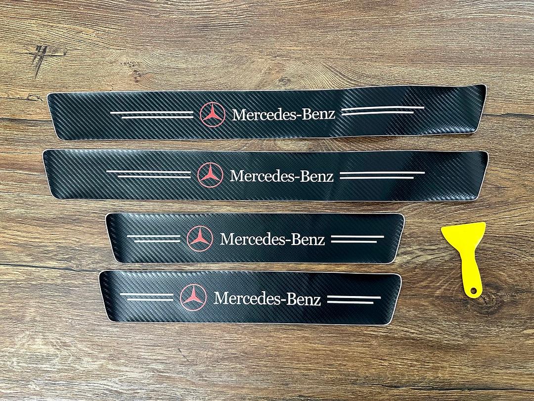 NUOMAN Car Door Entry Guard Carbon Fiber Stickers Compatible with Mercedes Benz Series Interior Accessories,Car Door Sill & Car Trunk Sticker(5 Pack)