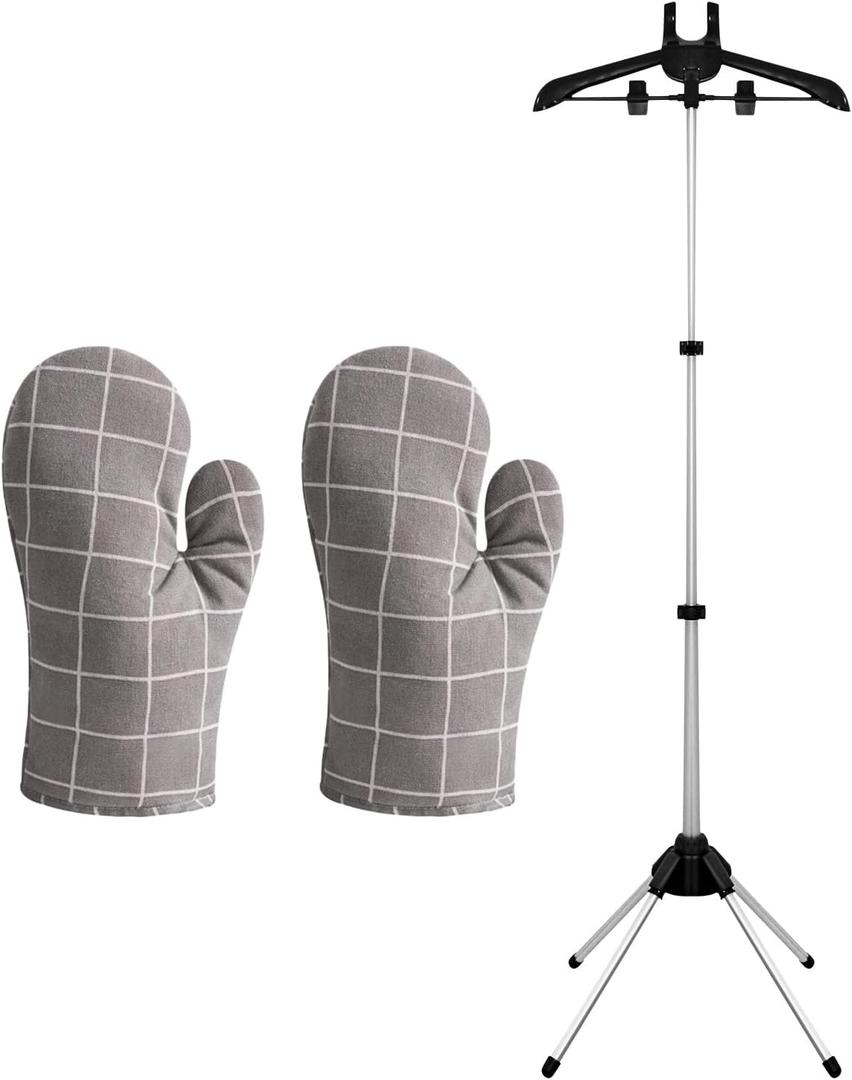Clothes Steamer Stand For Clothes With 1 Pair Ironing Gloves,Steamer Rack For Clothes Hanger Stand