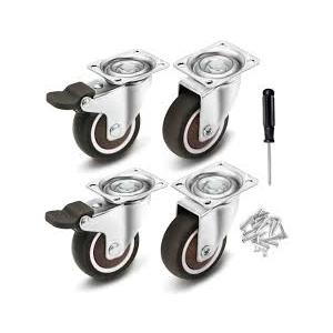 4 Inch Heavy Duty Caster Wheels No Noise Wheels Swivel Casters Set of 4 (Free Screws)