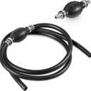 3/8" Fuel Line Assembly, 6FT Nylon Braided Marine Fuel Hose with Primer Bulb and Stainless Clamps, Universal Fuel Line Kit for Outboard Boat Motor, RV, Tractor, and More