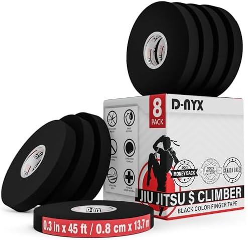 6 Pack Finger Tape Athletic Sports Wrap 0.3” x 45 Feet for Rock Climbing BJJ Jiu Jitsu MMA Grappling Martial Arts Volleyball Weight Training Wrestling Hand Tape Black