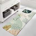 Uphome Bathroom Runner Rug Green Botanical Long Bath Mat Non-Slip Modern Boho Bath Rug Soft Velvet Machine Washable Floor Mats Aesthetic Design for Bathroom Tub Shower,20''x59'' (1'8" x 4'11" (Rectangular))