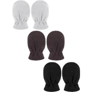 SATINIOR 3 Pairs Baby and Toddler Winter Mittens Kids Fleece Warm Mittens for Baby Boy Girl (0-6 Months, White, Coffee, Black)