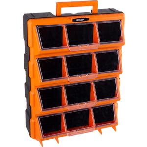 Plastic Storage Drawers - 12-Bin Screw Organizer - Craft Cabinet for Hardware, Crafting Supplies, or Toys - Garage Organization by Stalwart (Black)