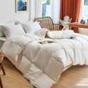 Feather Down Comforter Queen Size-Made in Canada-Oeko Tex 240TC Cotton Shell-Canadian Feather&Down Duvet Insert All Season-Hotel Down Duvet Insert-Cotton Duvet with Loops