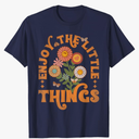 Enjoy The Little Things Vintage Flowers Life T-Shirt Blue, M