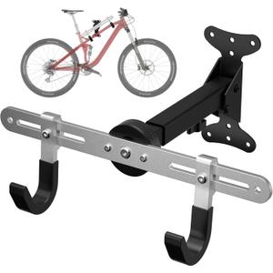 Bike Wall Mount Hanger for Garage, Heavy-Duty Durable Aluminum Alloy Horizontal Bicycle Storage Rack with Adjustable Hook, Hold up to 66lbs, for Road Mountain Hybrid Bikes in Garage (1 pack)