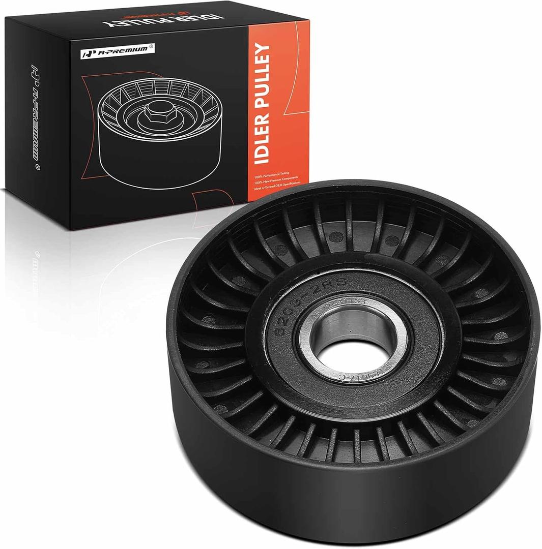 A-Premium Belt Idler Pulley Compatible with Chevrolet Camaro, Corvette & Ford & GMC & Volvo XC60, XC90, S60, XC70 & Asuna & Geo & Isuzu & Mercury & Pontiac & Workhorse & Workhorse Custom Chassis