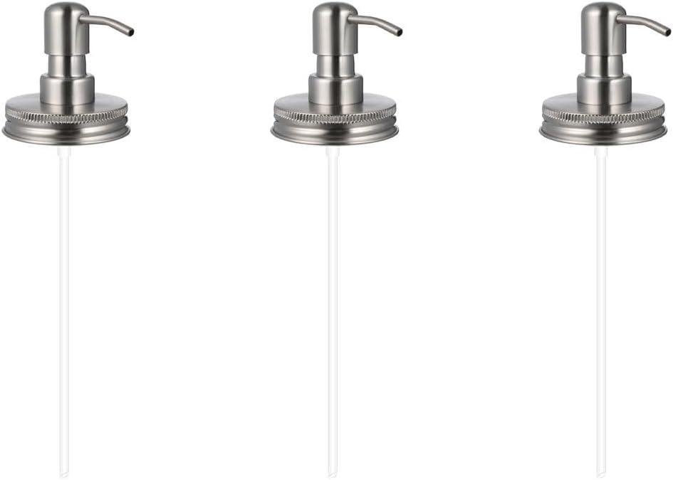 3PCS Jar Soap Dispenser Lids,Cabilock Hand Soap Pump Kit,Replacement Jar Pump Dispenser Lid,Rustproof Jar Dispenser Lid Jar Accessories Rustic Farmhouse Kitchen Counter Top