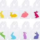Boao 24 Pcs Bunny Non-woven Gift Bags Reusable Easter Tote Treat Bags Bunny Bag Basket Container with Handles for Gifts Wrapping Egg Hunt Game Easter Party Supplies(12 x 12 Inch)