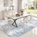 8x10 Area Rugs Washable Abstract Rug for Living Room Bedroom Blue