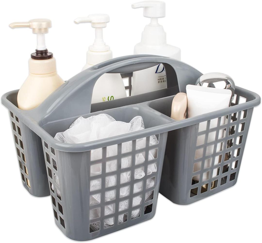 JiatuA Portable Shower Caddy Basket with Compartments Cleaning Supplies Organizer with Handle Plastic Storage Divided Tool Bin for Bathroom, Bedroom, Kitchen, College Dorm, Garden, Under Sink, Grey JiatuA Portable Shower Caddy Basket with Compartments Cleaning Supplies Organizer with Handle Plastic Storage Divided Tool Bin for Bathroom, Bedroom, Kitchen, College Dorm, Garden, Under Sink, Grey
