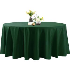 132 Inch Stain and Wrinkle Resistant Washable Polyester Table Cloth, Decorative Table Cloth for Dining Table, Buffet Parties and Wedding, Hunter