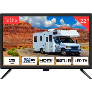 22 Inch TV, 1080p LED Widescreen HDTV with Digital ATSC Tuners, Flat Screen TV with HDMI/VGA/RCA/USB for Kitchen, RV, Bedroom, Caravan(NO Smart TV)