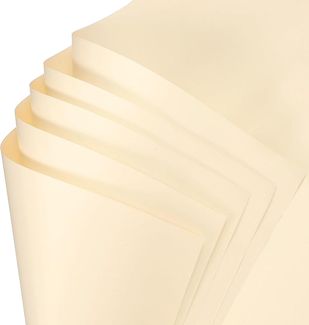 uxcell 20 Sheets Flower Wrapping Paper, 21.5" x 21.5" Waterproof Floral Bouquet Wrapping Papers Florist Supplies for Wedding Party Gift Packaging DIY Crafts, Cream