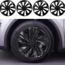 Hubcaps Fit for Tesla Model Y Juniper 2025 2026, 19" Matte Black Wheel Covers with Center Caps, Cross-Spoke Design Rim Covers, Easy Clip-On Installation for Model Y Juniper Accessories