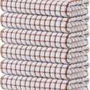 Kitinjoy Cotton 6 Pack Terry Kitchen Towels, 16 x 25 Inches Super Soft and Absorbent Dish Towels, Quick Drying Hand Towels for Kitchen Drying, Brown