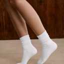 CS CELERSPORT Crew Socks for Women, 5 Pack Retro Cotton Casual Cushioned Slouchy Socks (White, S)