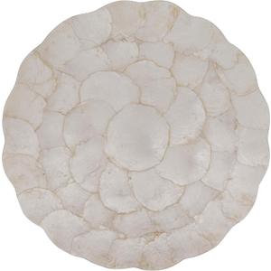 SARO LIFESTYLE Scalloped Capiz Placemats (Set of 4), 15", Ivory