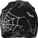 Halloween Skull Pumpkin Beanie Chemo Hat Cancer Headwear Knitted Hats Slouchy Cap for Adults Women Men (Black)