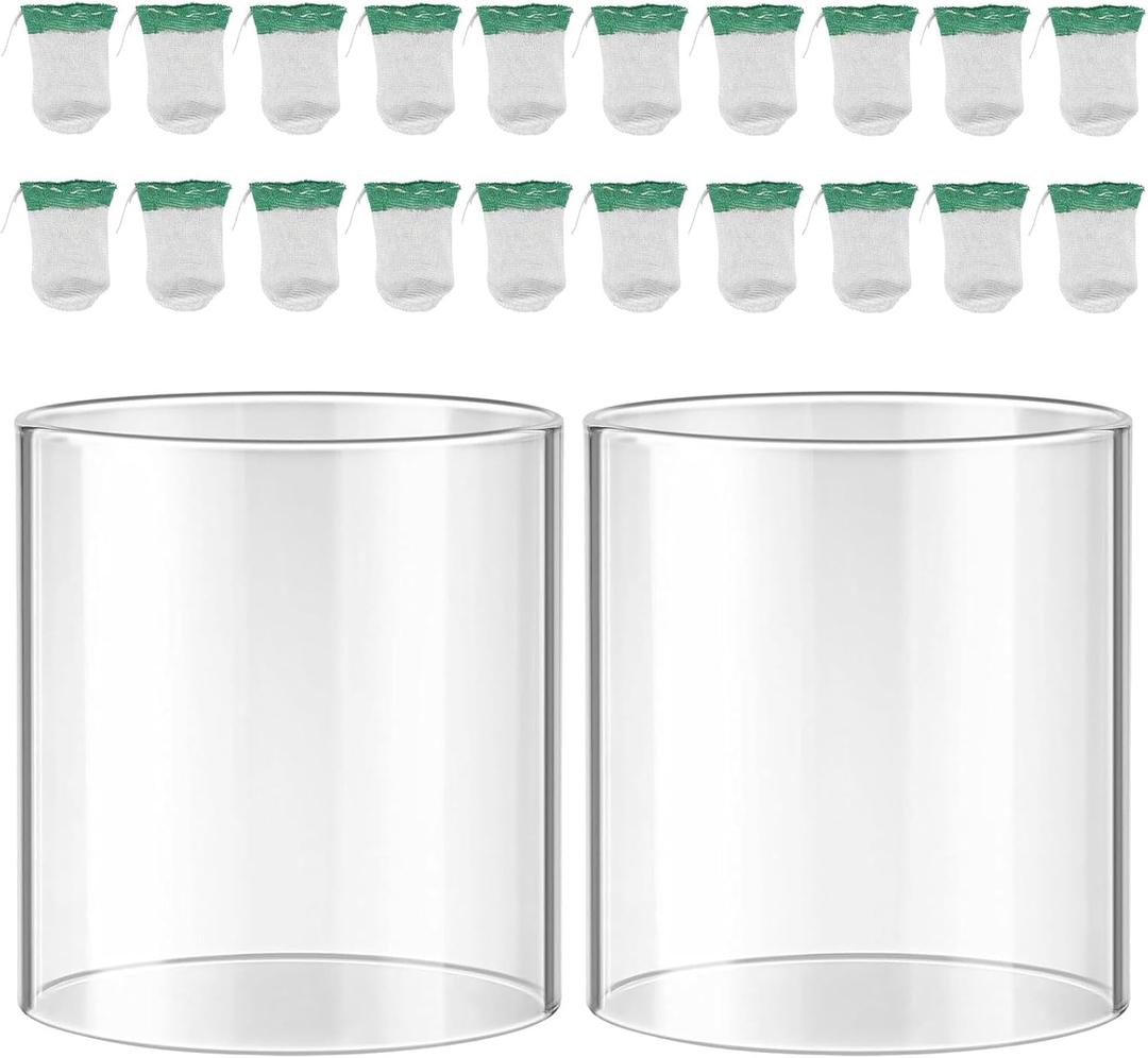 20-Pack String Tie Lantern Mantles with 2 Pcs Lantern Globe Replacement Glass, Glass Globe Compatible with Coleman Fueled Lanterns, Replacement Suitable for Outdoor Camping Lantern