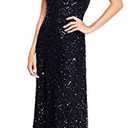 Adrianna Papell Womens Short-Sleeve All Over Sequin Gown 14