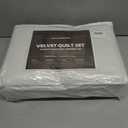 Velvet Quilt Set King Quilt, Lightweight Soft King Comforter Set, Bedspread Coverlet with 2 Matching Pillow Shams, Velvet Comforter Bedding Set for All Season (Off-White, Wave) (King/Cal.King (106" x 96"))