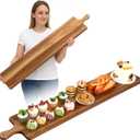 Baderke 48 Inch Acacia Wooden Long Charcuterie Board Extra Large Charcuterie Boards Serving Board with Handle Kitchen Bread Meat Cutting Boards Fruit Cheese Decorative Food Platter for Kitchen