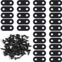 30 Pcs Flat Plate Straight Bracket Black Metal Brackets Mending Repair Plate Brace with 40Pcs Screws Stainless Steel Flat Brackets for Wood Furniture Shelves Repair