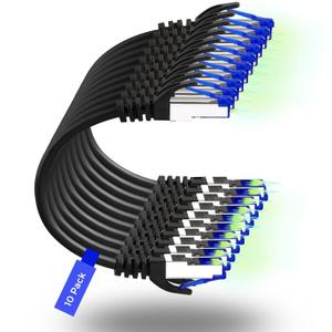 Rapink Patch Cables Cat8 7ft 10 Pack Slim, Cat8 Ethernet Patch Cable 40G Support, Snagless Cat 8 Patch Cable for Patch Panel to Switch, Flexiable Cat 8 Ethernet Cable Datacenter with Gold Plated