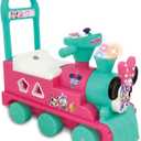 Kiddieland Disney Minnie Mouse Play n' Sort Activity Train Ride-On with Lights, Sounds, Shape Sorter, Storage Seat, Push Handle, Ages 1236 Months, Toddler Indoor Toy for Motor Skills