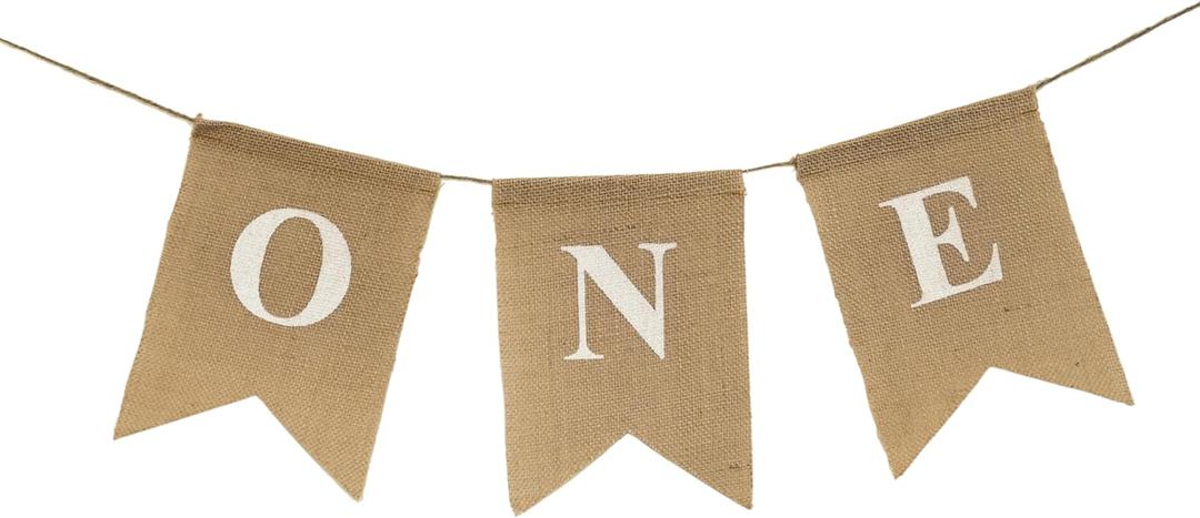 Rustic ONE Banner for 1st Birthday  Burlap High Chair Sign, Pre-Assembled Party Decoration for Baby Boy or Girl by WH SIGNATURE
