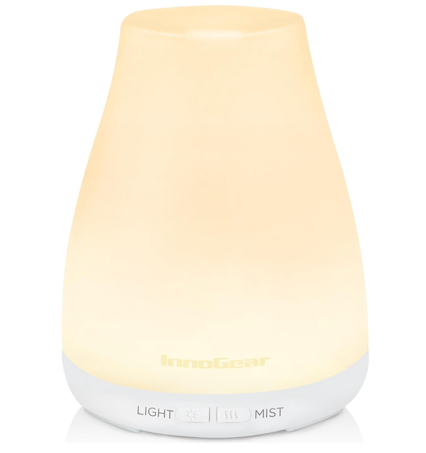 InnoGear Essential Oil Diffuser, Ultrasonic Diffusers for Home Aromatherapy Humidifier for Bedroom Room 7 Colors LED 2 Mist Mode Auto Off, Basic White