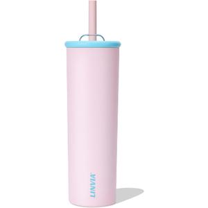 Candy Tumbler, 25 oz Insulated Stainless Steel Water Bottle, 2-in-1 Lid with Flexible Straw, BPA-Free, Cup Holder Friendly, Dishwasher Safe, Pastel Pink