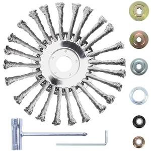 8 Inch Steel Wire Weed Eater Blades, Universal Weed Eater Attachments, Brush Cutter Trimmer Blade with Universal Adapter Kits, Unbreakable Wired Weed Eater Head Replacement for Removing Moss Weed Rust