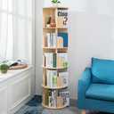 Heehee Wooden Rotating Bookshelf 360 Display Floor Standing Bookcase Storage Rack for Kids&Adults Multi-Functional Bookshelf Organizer (5-Tier)