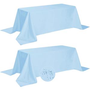 Fokitut 2 Pack Waterproof Rectangle Tablecloth, 90x156 Inch,Stain Resistant and Wrinkle Polyester Table Cloth, Fabric Table Cover for Kitchen Dining, Wedding, Party, Holiday Dinner-Blue Mist