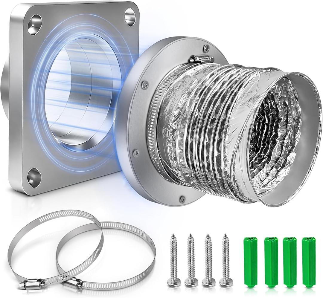 Magnetic Dryer Vent Coupler with 4 inch HoseMagnetic Dryer Vent Coupling for Connection and Disconnection,Magnetic Dryer Vent Connector Kit Strong Magnetic Self-connection(silver