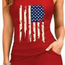 Women's American Flag Graphic Two-Piece Tankini Swimsuits 4th of July Tankini Tank Top Sets Swimwear with Two Side Pockets, Size: L
